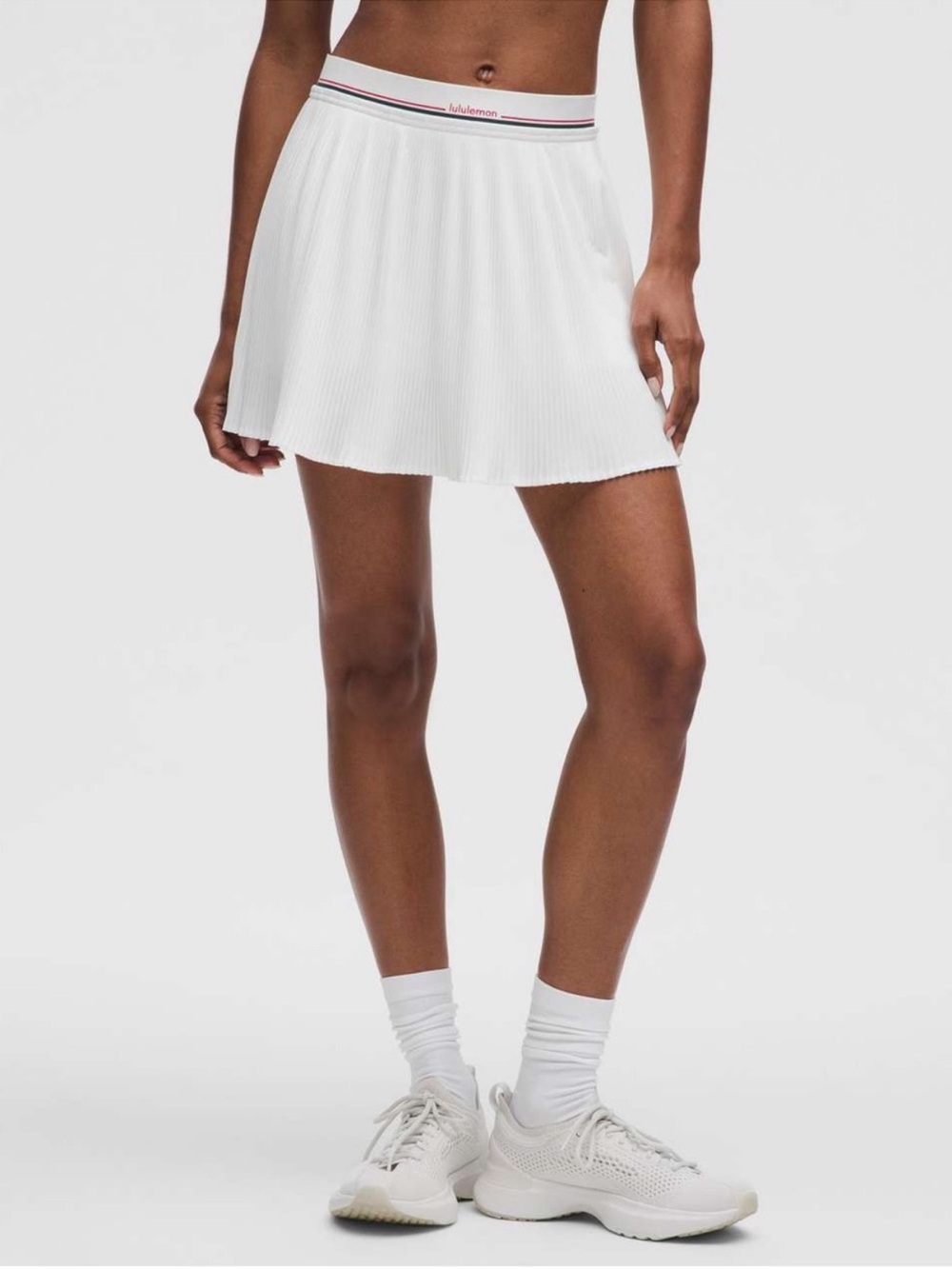 lululemon athletica White Pleated Mini Skirt with Contrast Waistband